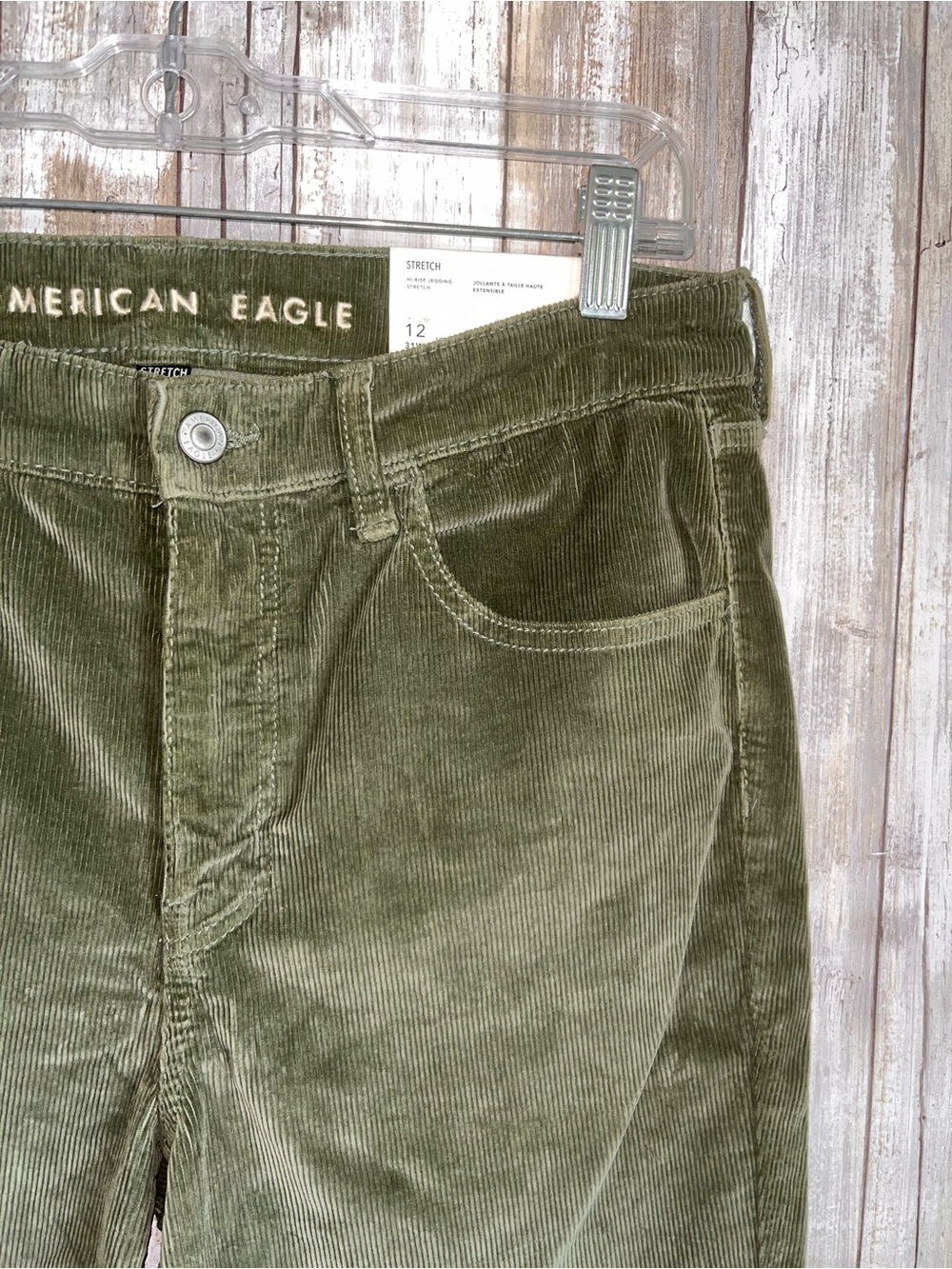 NWT American Eagle Olive Green High Rise Corduroy Jegging Size 12 Long 31W - Picture 4 of 8